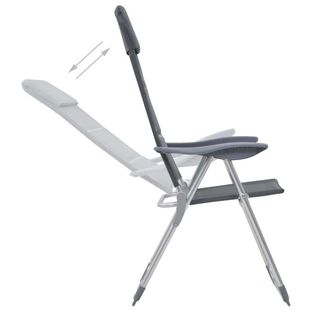 Sillas de camping de aluminio 2 unidades gris 58x69x111 cm 6/7