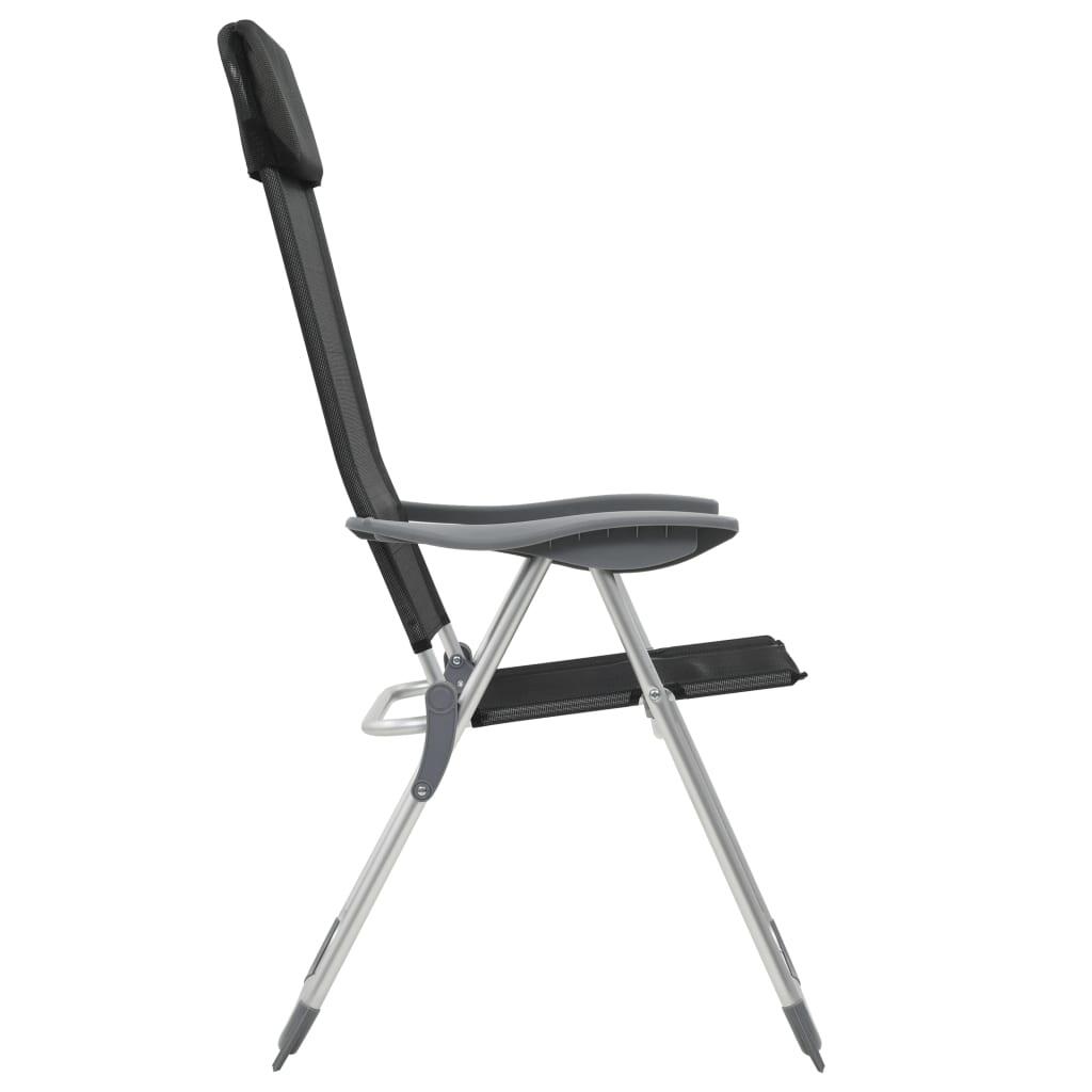 Sillas de camping plegables de aluminio 2 unidades negro 6/7
