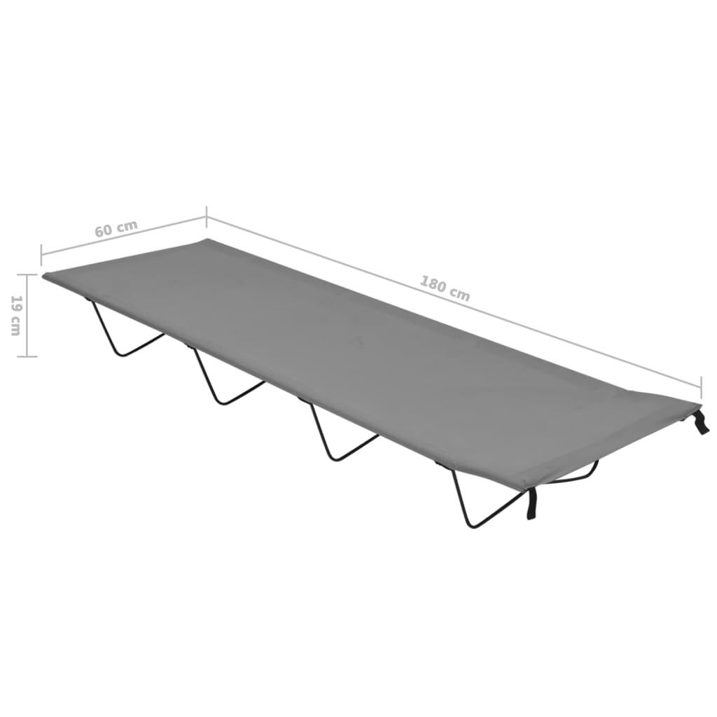 Cama de camping tela Oxford y acero gris 180x60x19 cm 6/6