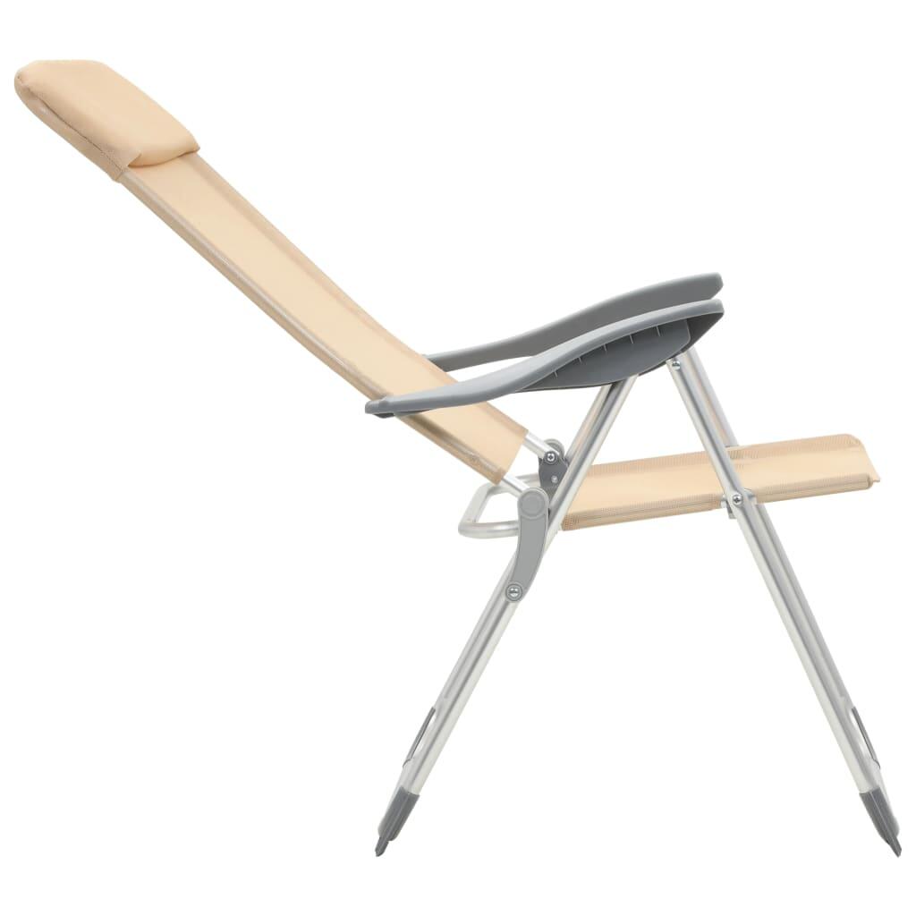 Sillas de camping plegables 4 unidades aluminio crema 6/7