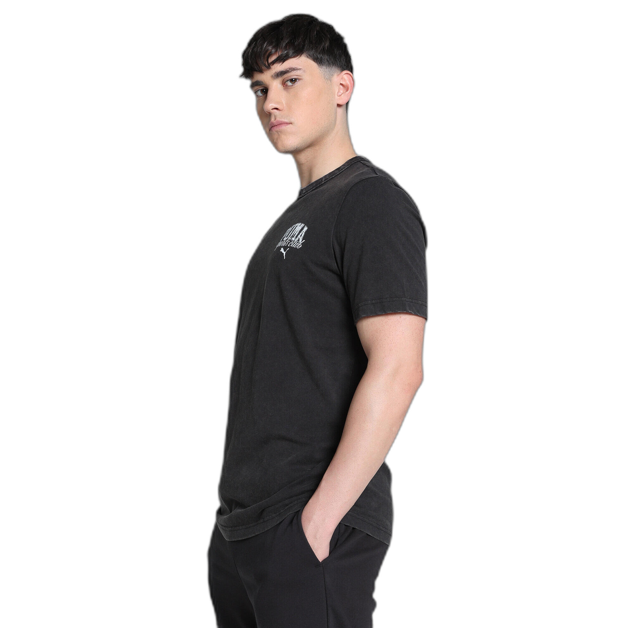 Pánské turistika tričko s krátkým rukávem Washed T-Shirt PUMA Black 6/7