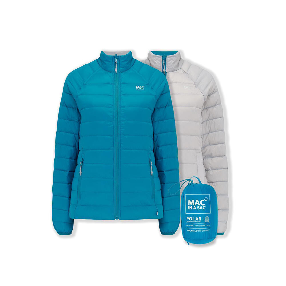 Mac In A Sac Adults Ladies Polar Reversible Down Jacket - Petrol/Grey - AU14