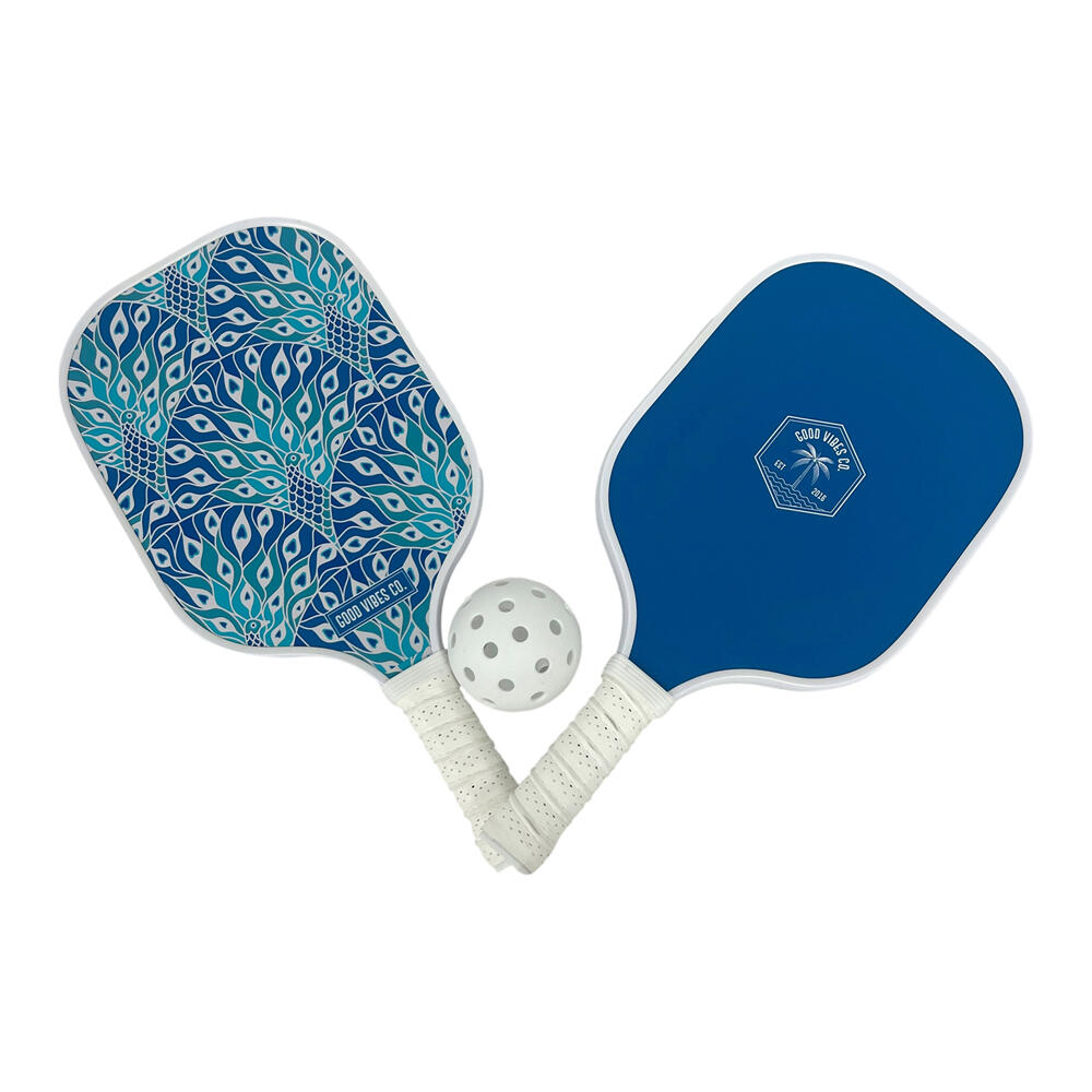 Good Vibes Pickle Ball Set Peacock Paradise 20x40x2.5 Carbn Fibre