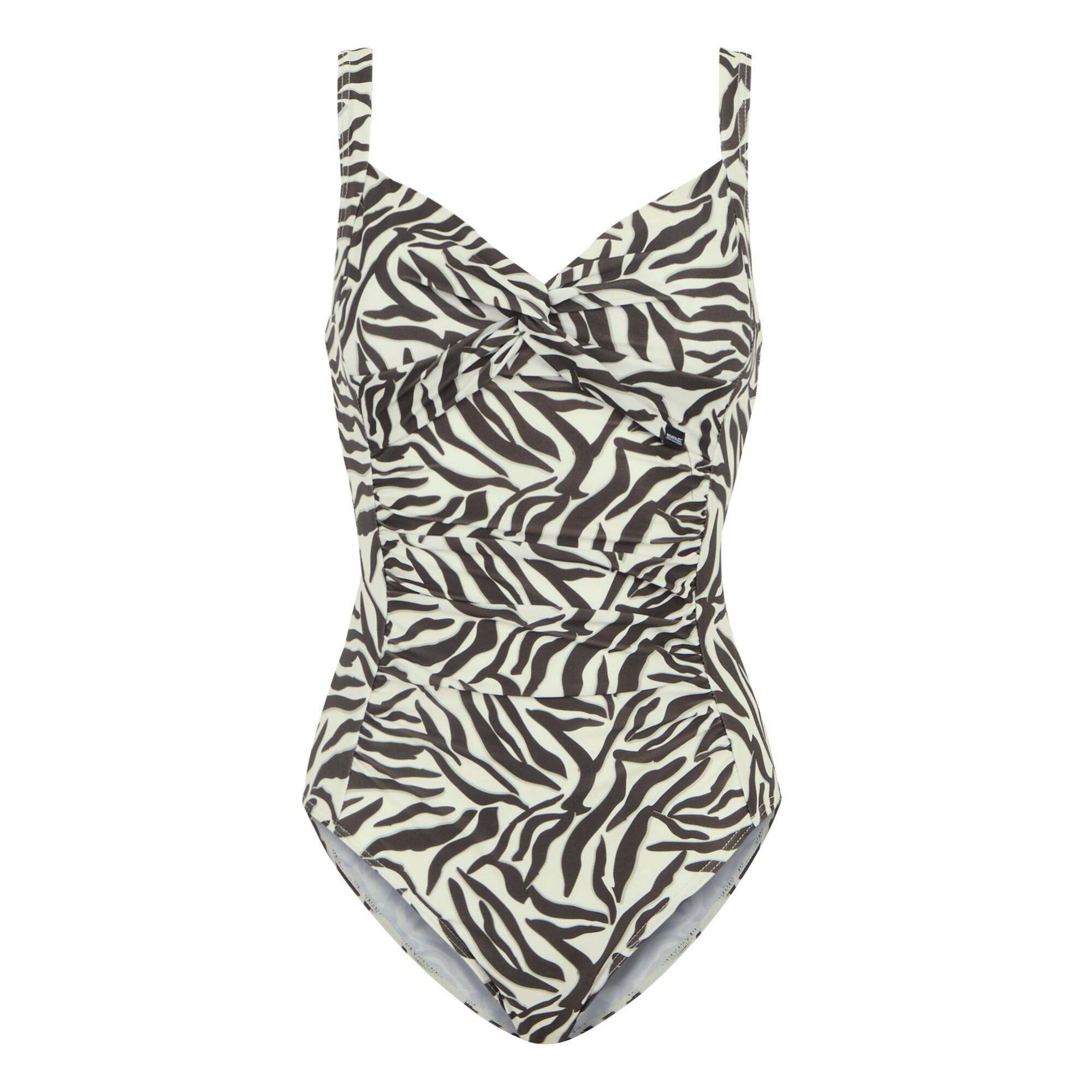 REGATTA Womens/Ladies Sakari Zebra Print Tummy Control One Piece Swimsuit (Tonal Grey)