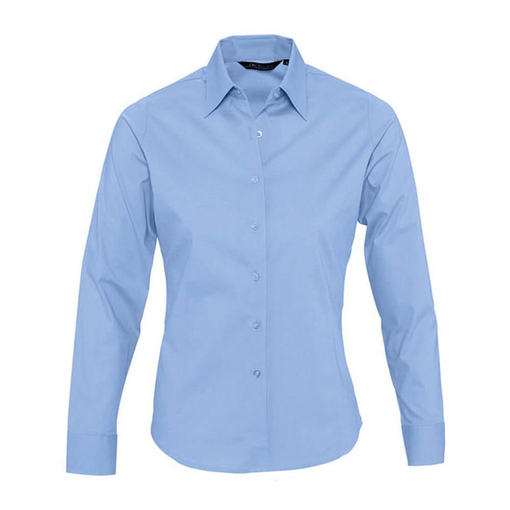 Womens/Ladies Eden Stretch LongSleeved Business Shirt (Bright Sky)