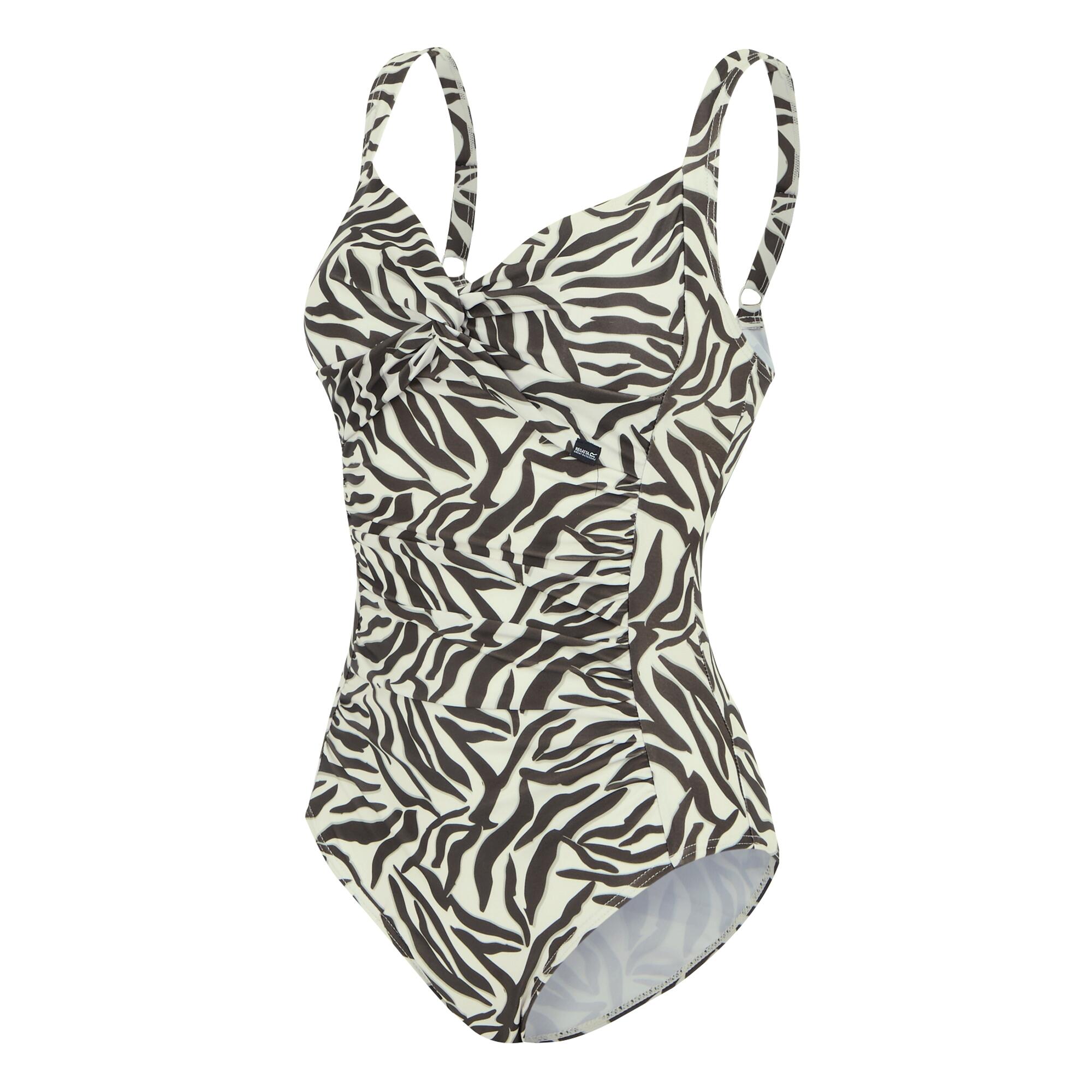 Costume Da Bagno Intero Stampa Zebrata Fasciante Donna Regatta Sakari Grigio 3/4