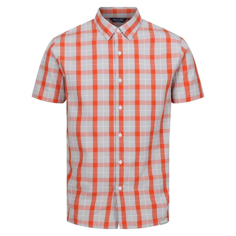 Heren Denmoor Geruit Overhemd (Zilvergrijs/Rusty Oranje)