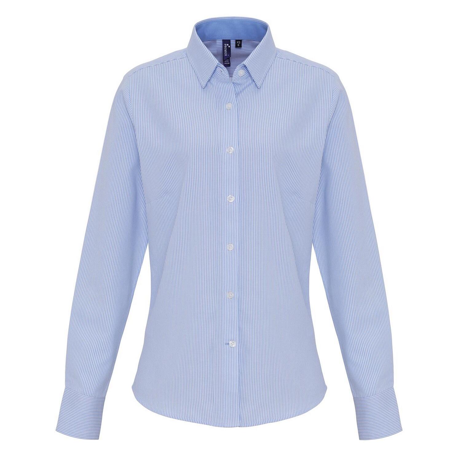 Premier - Chemisier Femme (blanc / Bleu Oxford) - Chemise Manches Longues - Blanc|bleu - 42 M/l - Decathlon