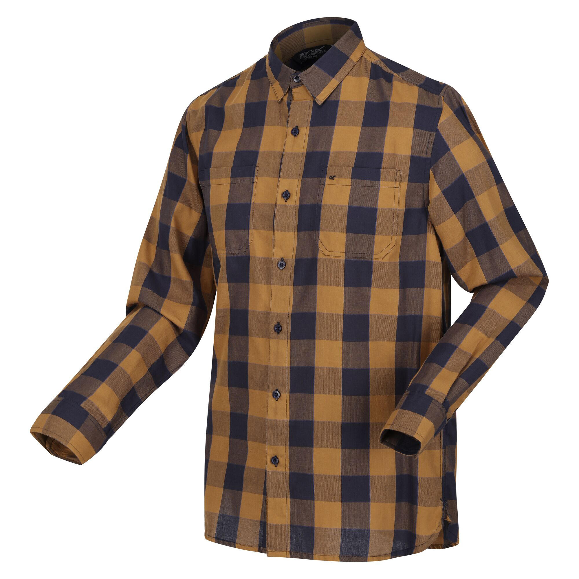 Camicia A Quadri Uomo Regatta Lance Blu Navy Umber 3/4