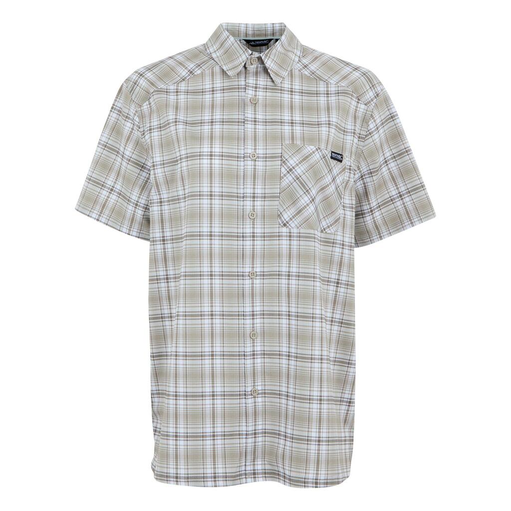 Mens Begarno Checked ShortSleeved Shirt (White/Golden Sand/Treetop)