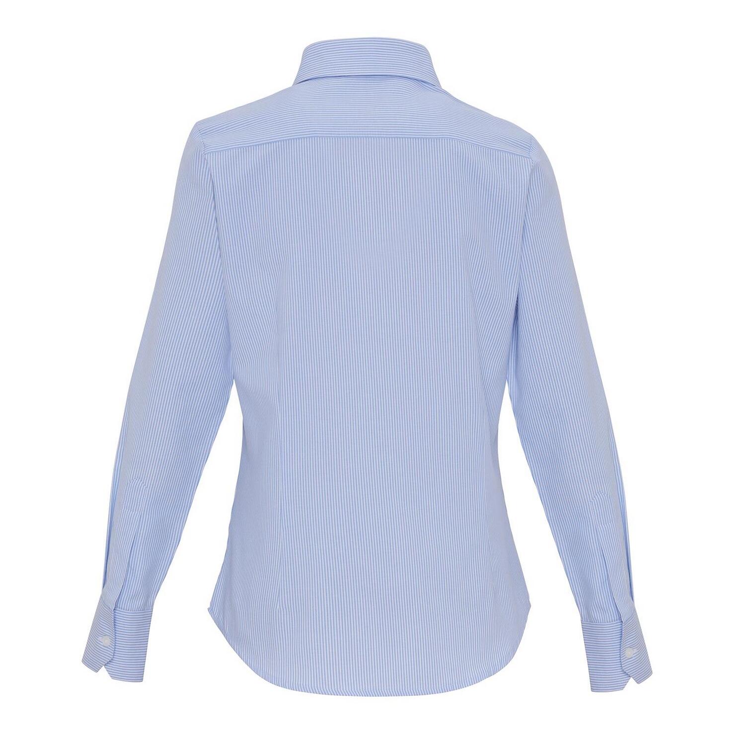 Camisa de algodão às riscas para senhora e senhora (Branco/Oxford Blue) 2/3