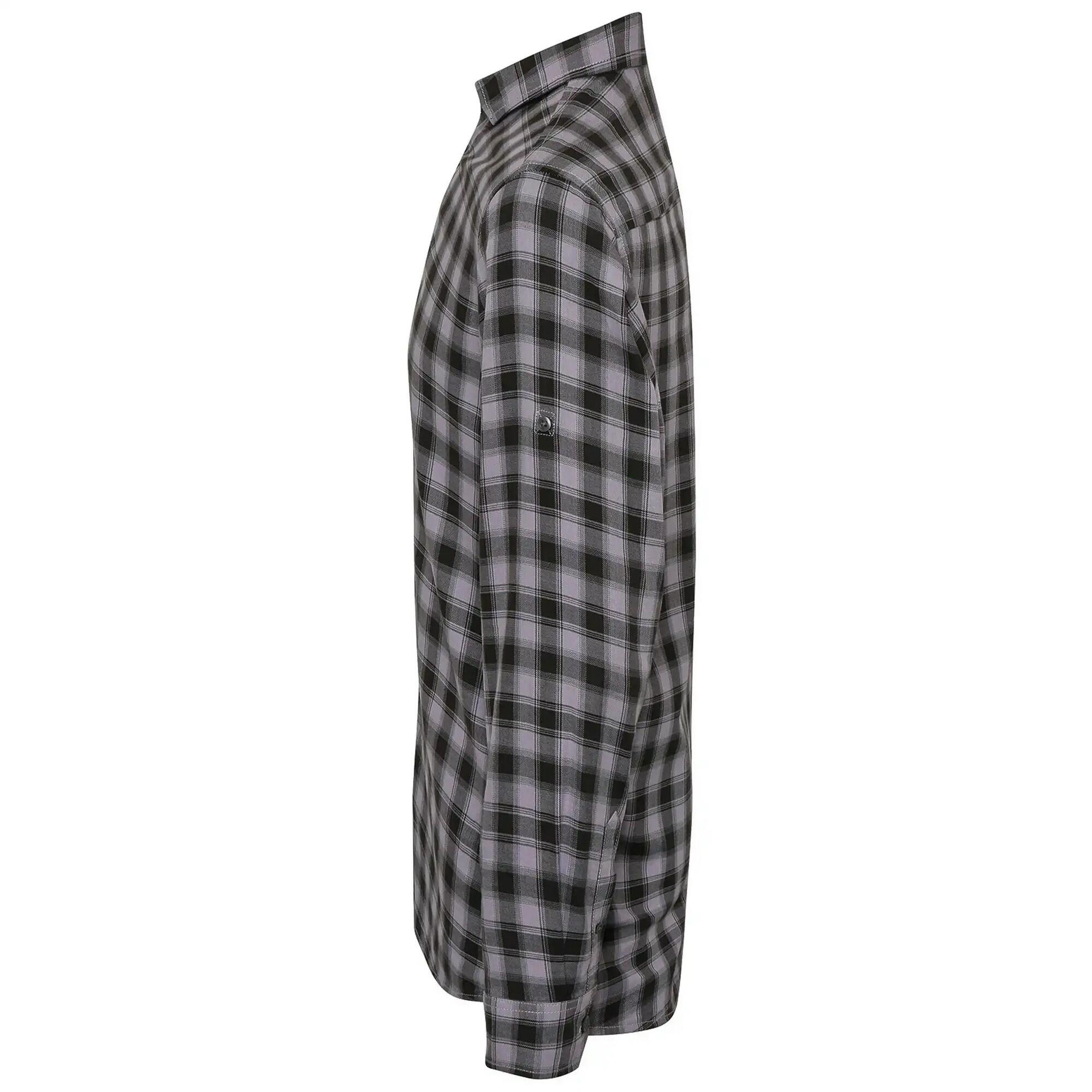Camisa de manga comprida em algodão xadrez Mulligan para homem (Aço/Cinzento 3/4