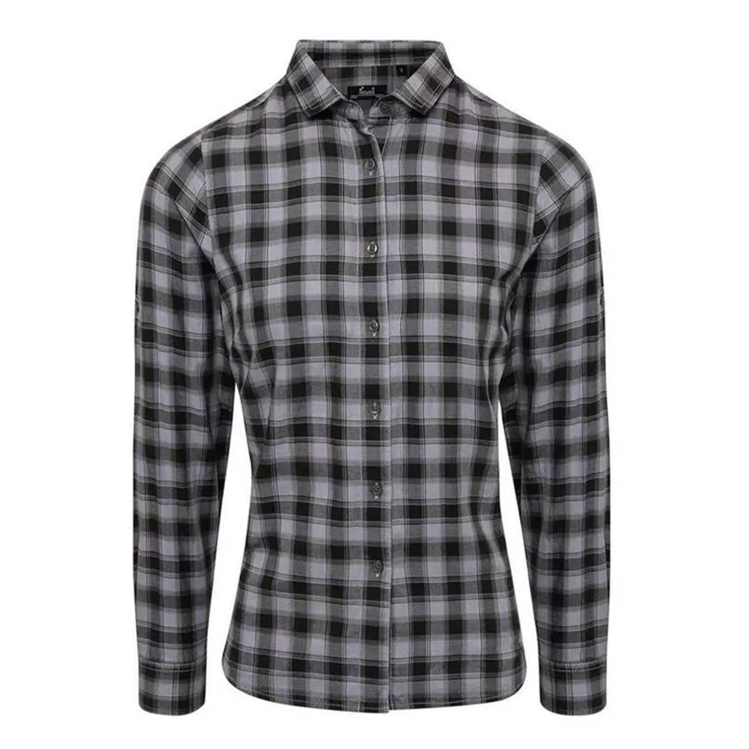 PREMIER Camisa de manga comprida em algodão xadrez Mulligan para senhora e senhora
