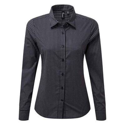 Dames maxton geruit overhemd met lange mouwen (zilver/wit)