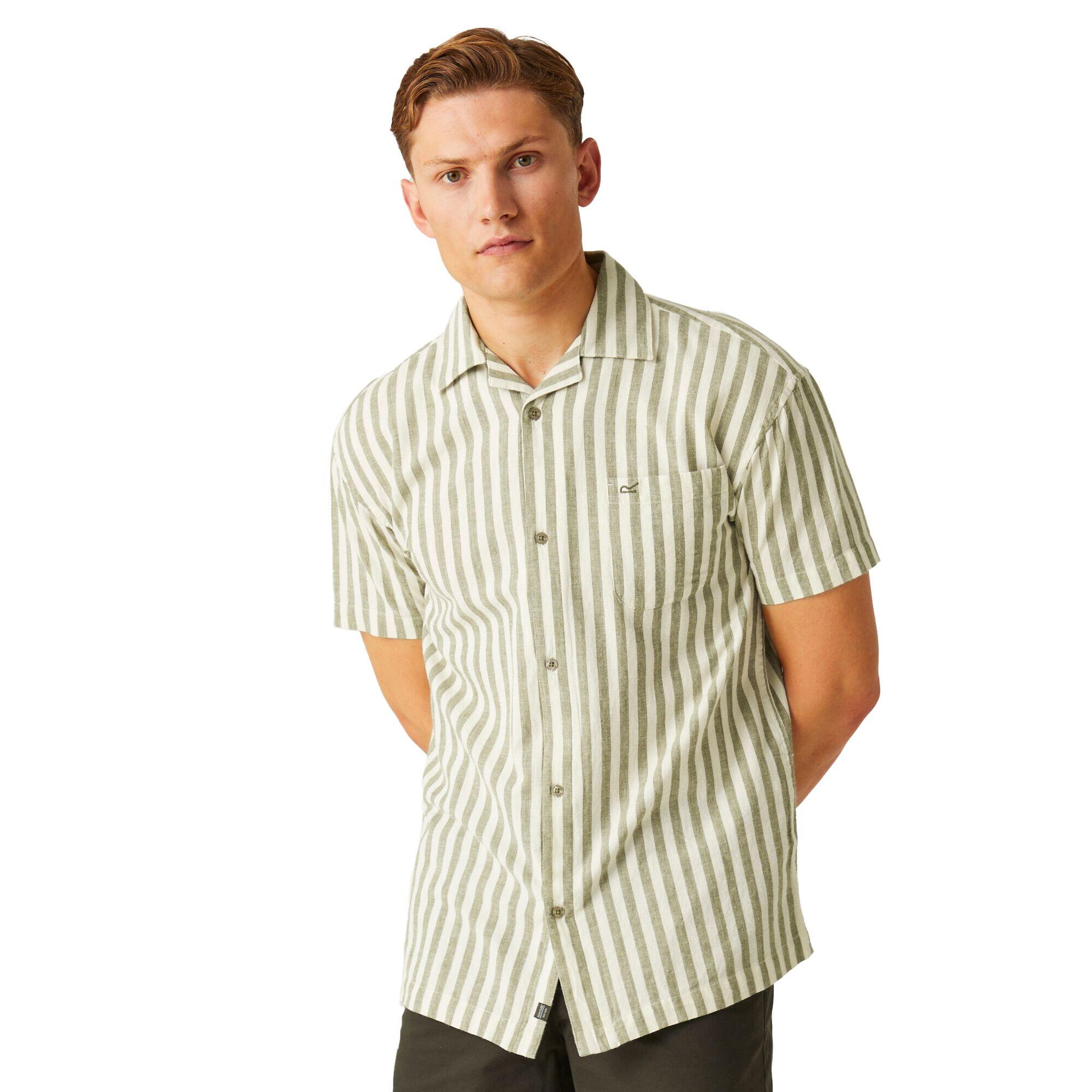 Mens Shorebay II Stripe ShortSleeved Shirt (Fauna/Antique White) 4/5