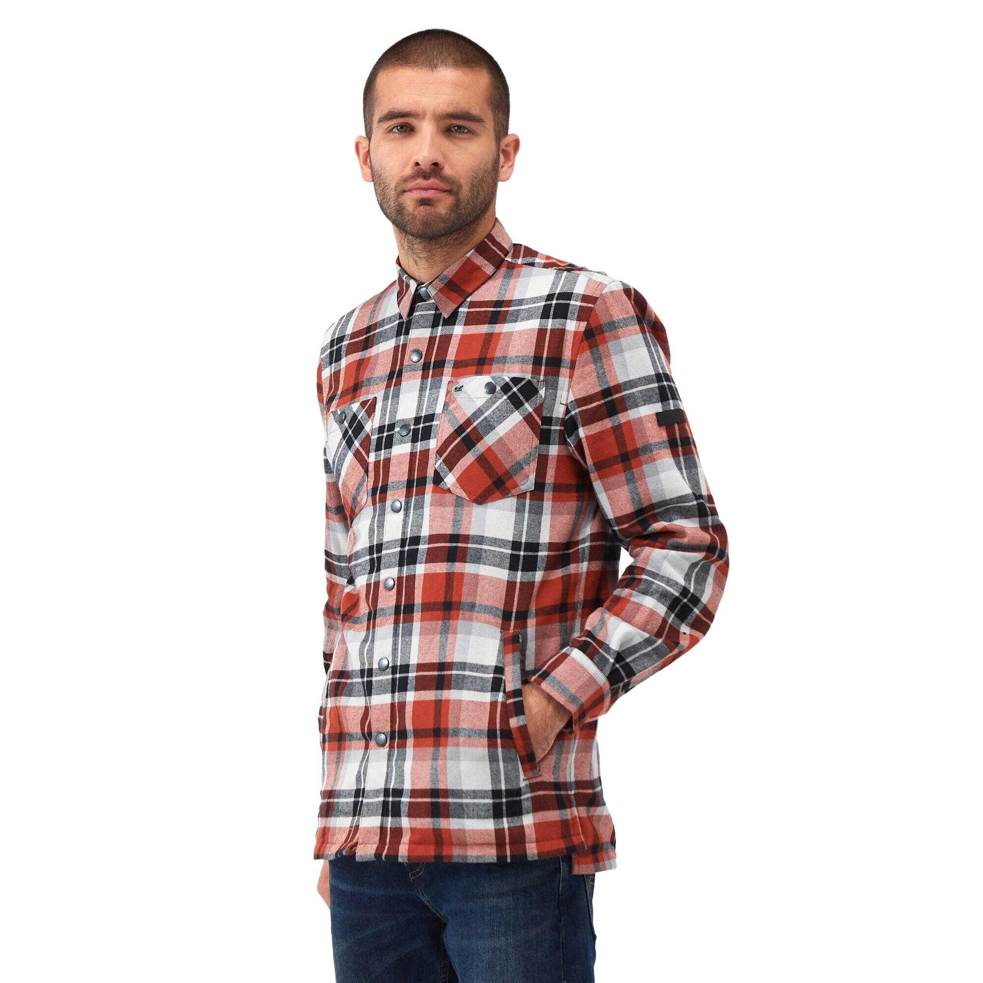 Camicia A Quadri Manica Lunga Uomo Regatta Thamos Henné Bruciato Grigio Scuro 4/5