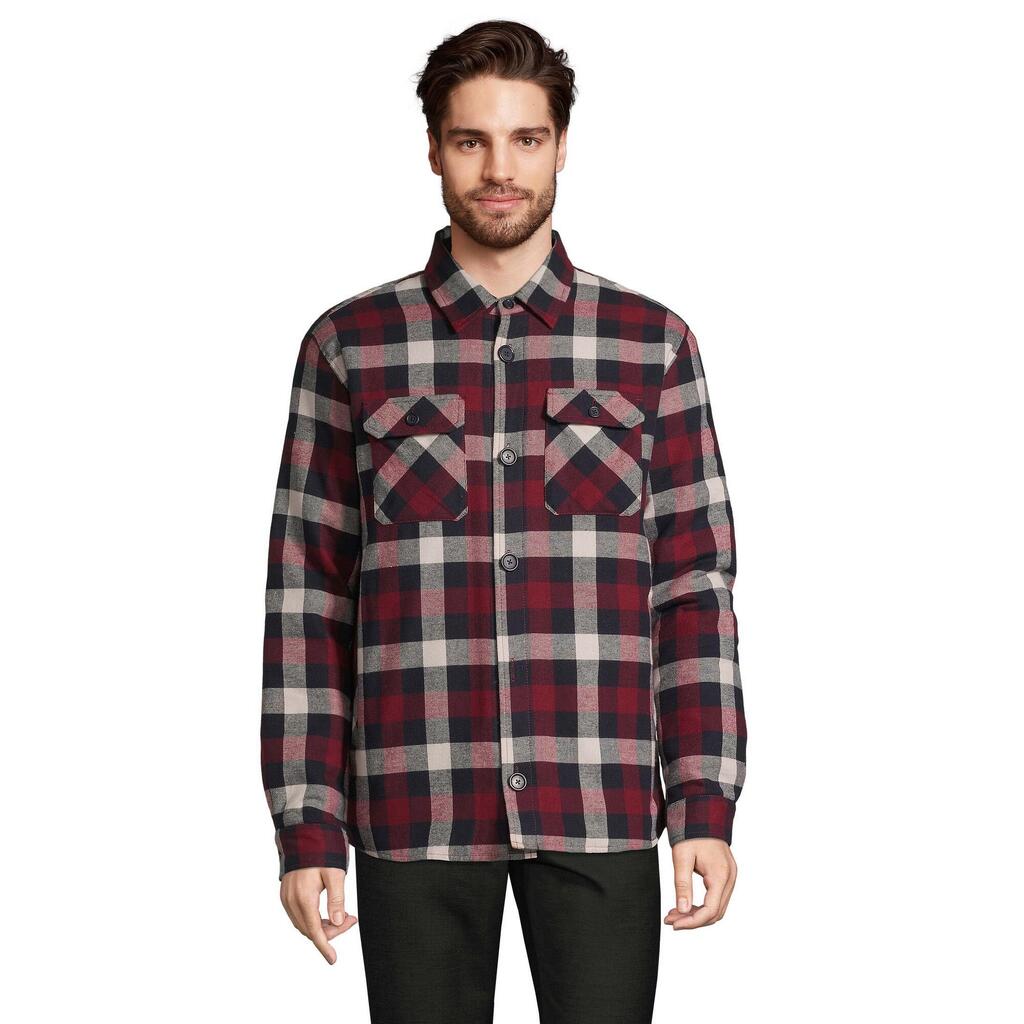 Unisex Adult Noah Checked Overshirt (Medium Burgundy)