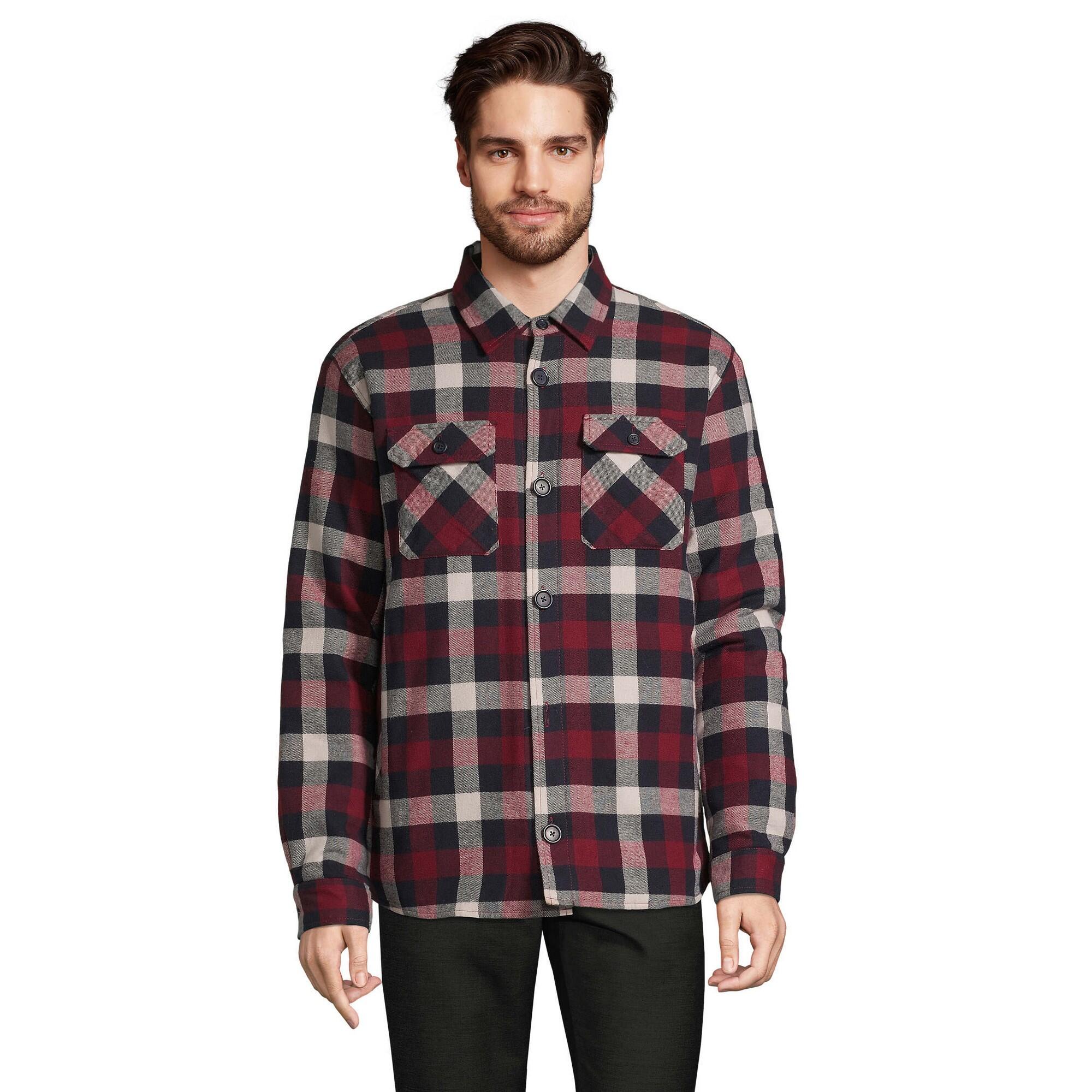 SOL'S Camisola xadrez Noah para adultos unissexo Burgundy Médio