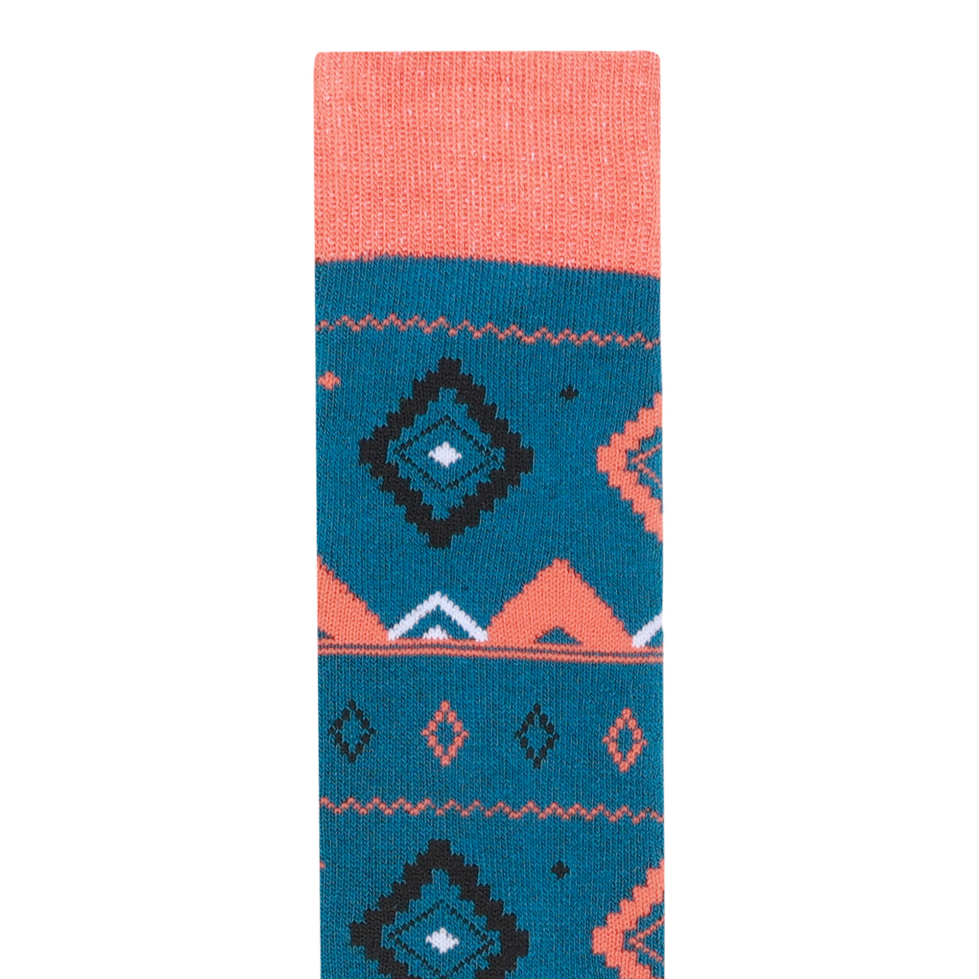 Childrens/Kids Fair Isle Ski Socks (Kingfisher Blue/Orange Rust) 2/4