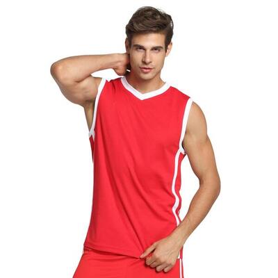 Heren quick dry mouwloos basketbalshirt (koningsblauw/wit)