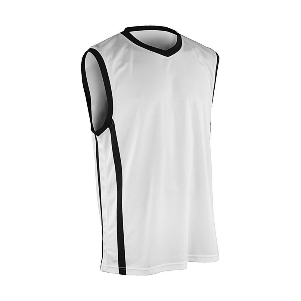 SPIRO Heren Quick Dry mouwloos basketbalshirt (Wit/zwart)