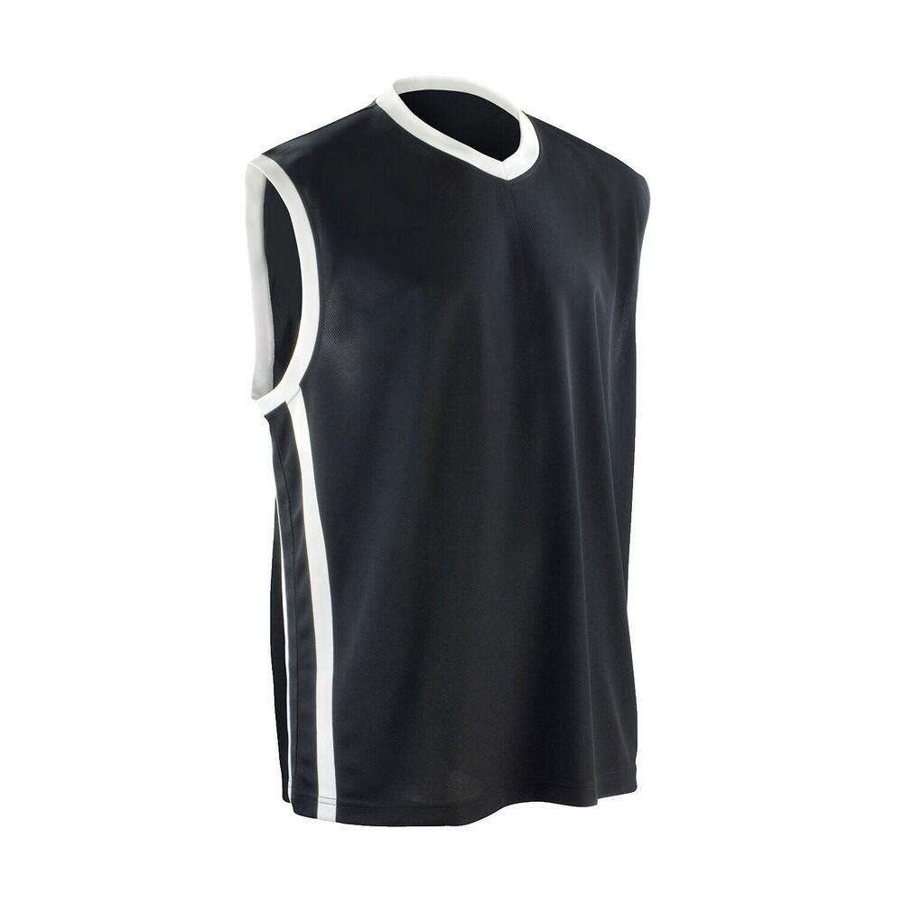 Mens Quick Dry Sleeveless Basketball Shirt (Black/White)