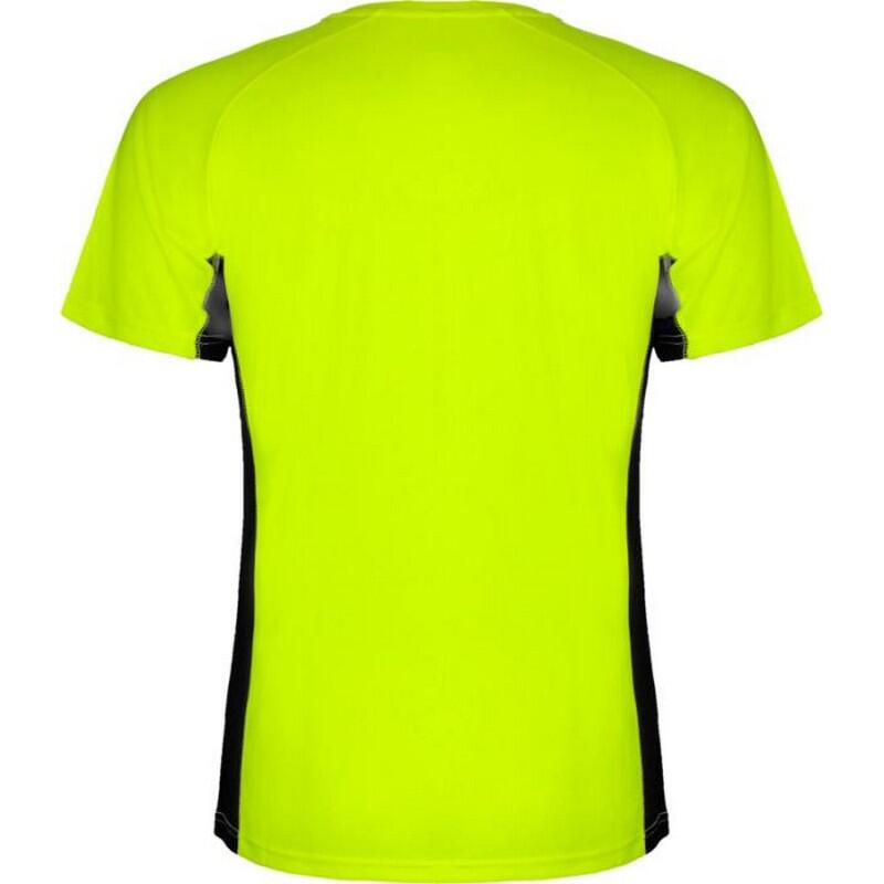 Maglietta Sportiva Maniche Corte Bambini Roly Shanghai Verde Fluro Nero Tinta 2/4