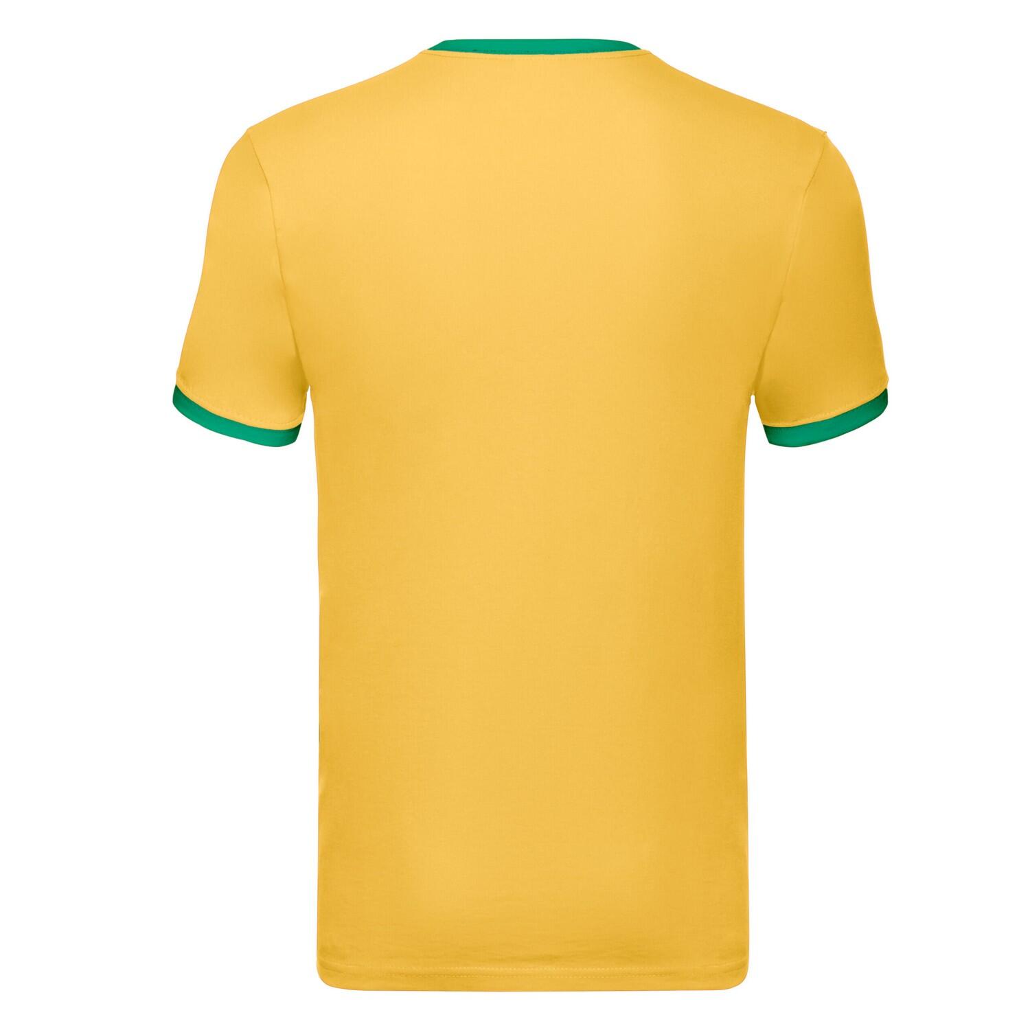 Camiseta Ringer de Algodón para Adultos Unisex Girasol, Verde Kelly 2/3