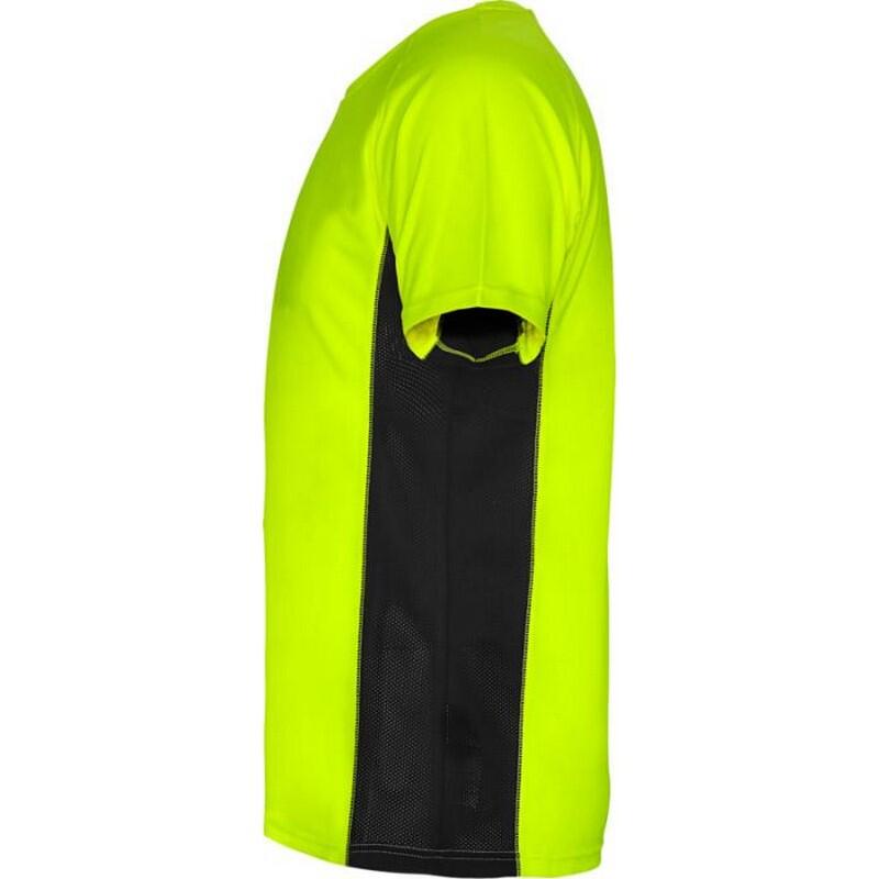 Maglietta Sportiva Maniche Corte Bambini Roly Shanghai Verde Fluro Nero Tinta 4/4