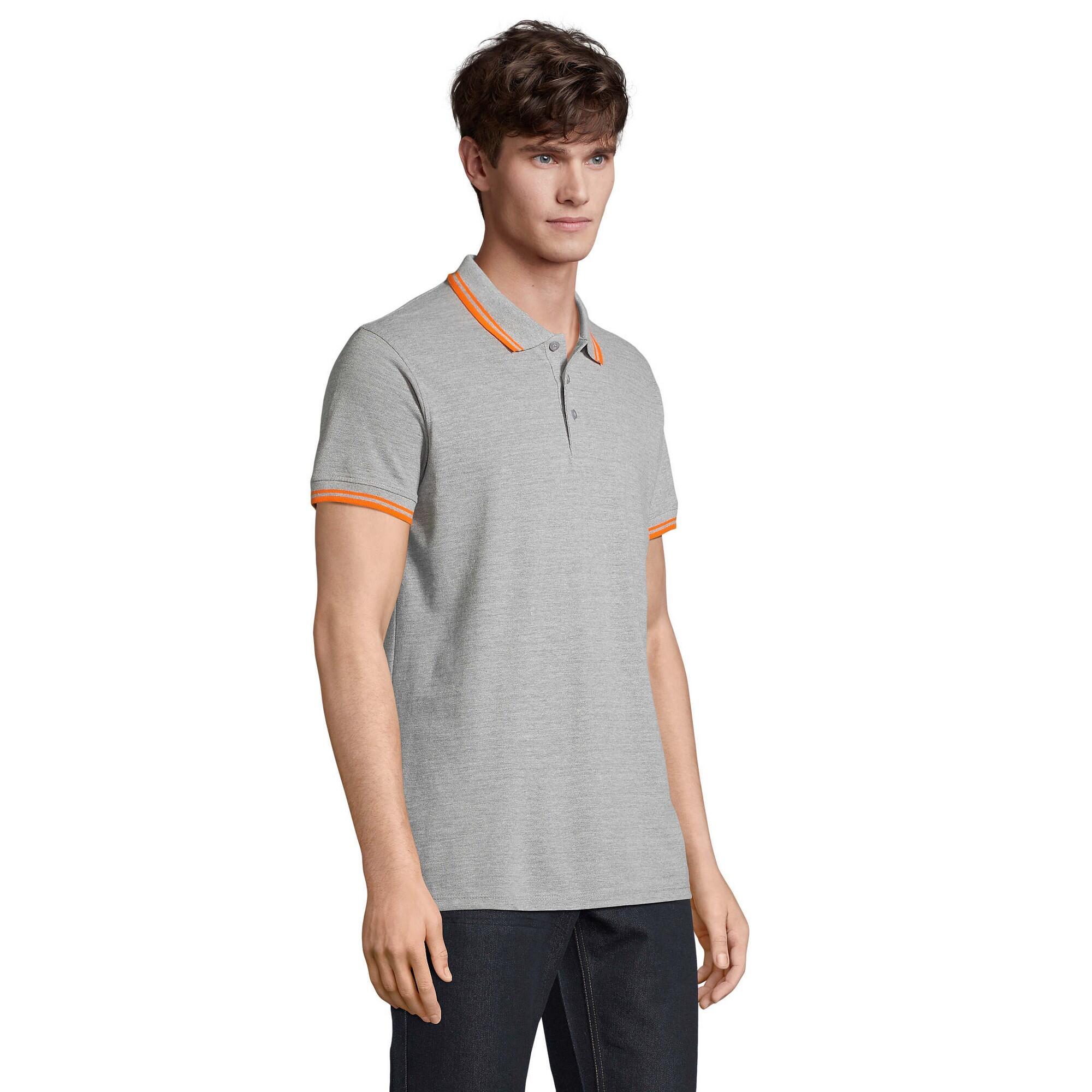 Polo PASADENA Homme (Gris Chiné / Orange) 3/4