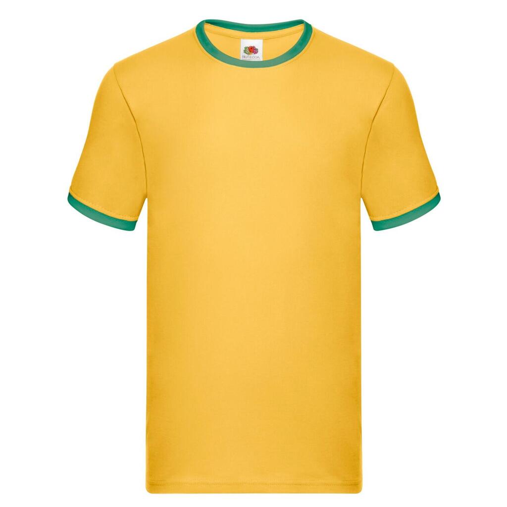 Unisex Adult Ringer Cotton TShirt (Sunflower/Kelly Green)