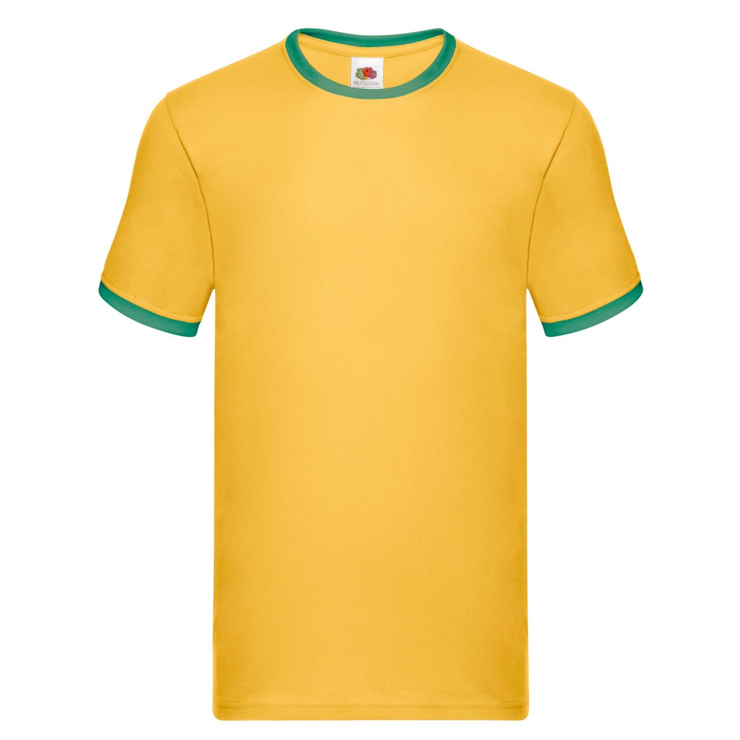 Fruit Of The Loom - Tshirt Ringer Adulte (tournesol / Vert Kelly) - T-shirt Manches Courtes - Bleu|jaune|orange - 42 M/l - Decathlon