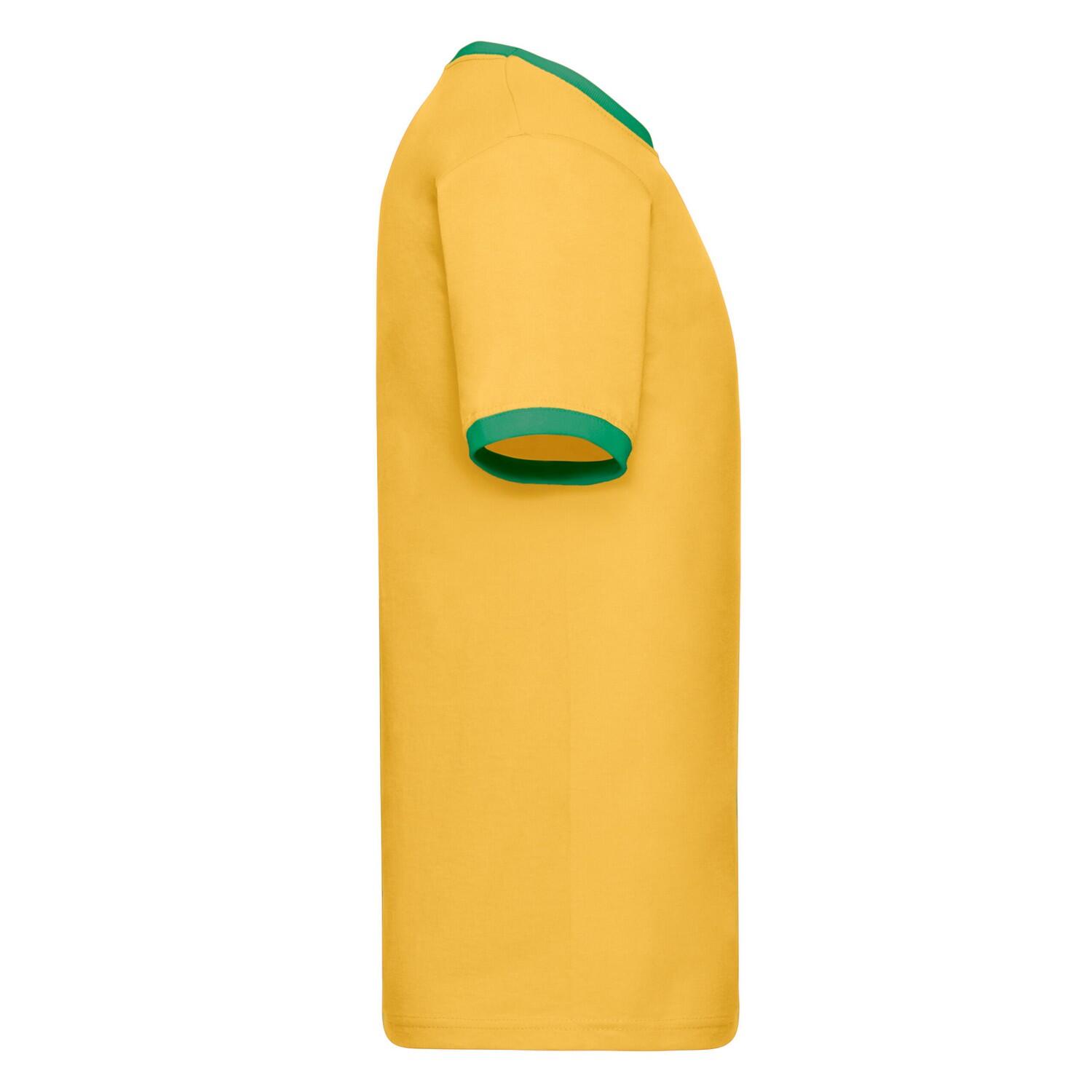Camiseta Ringer de Algodón para Adultos Unisex Girasol, Verde Kelly 3/3