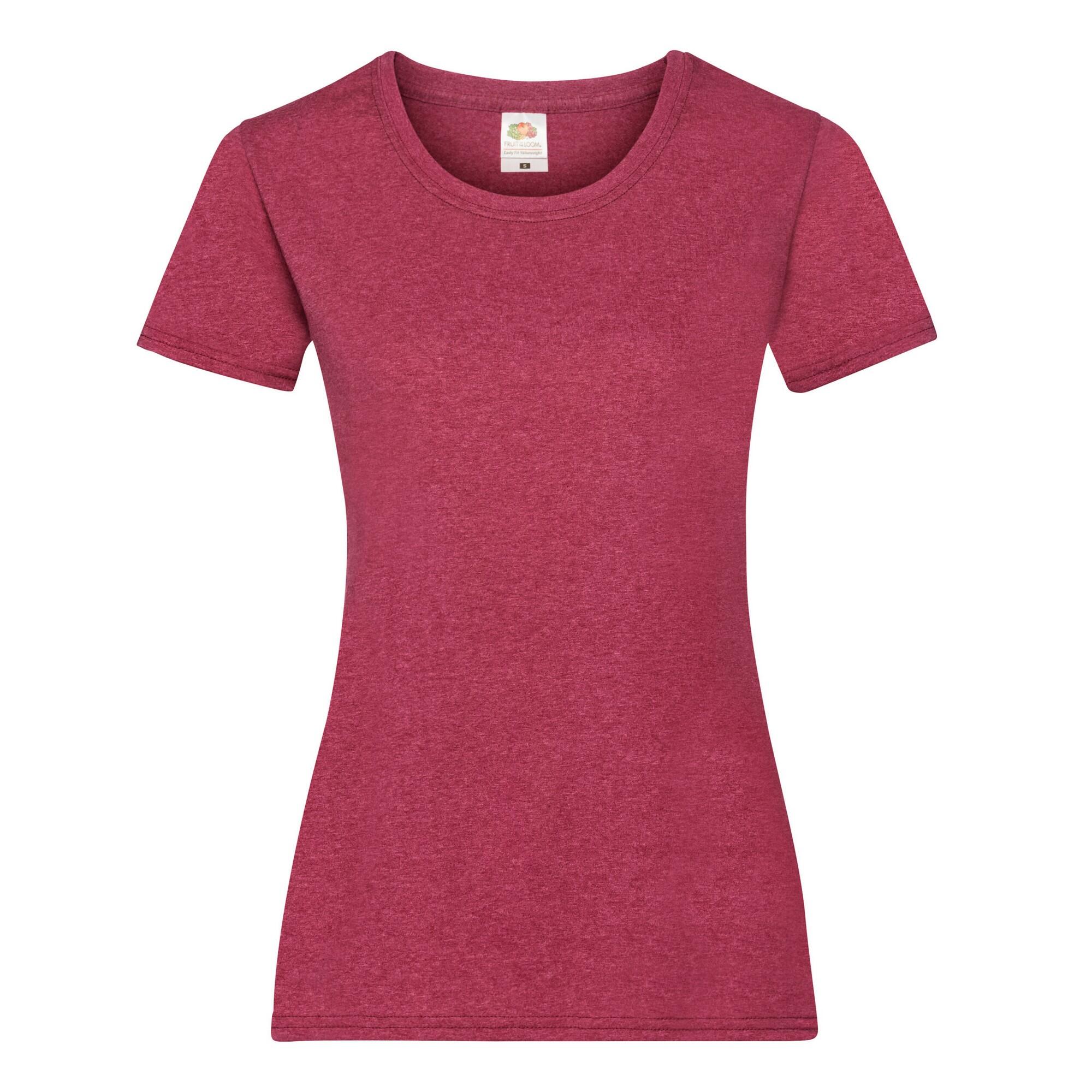 Fruit Of The Loom - Tshirt Valueweight Femme (rouge Chiné) - T-shirt Manches Courtes - Rouge - 42 M/l - Decathlon