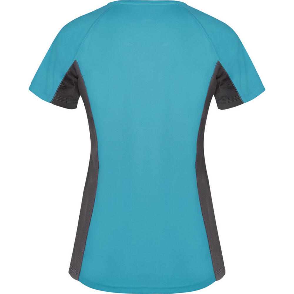 Maglietta Sportiva Maniche Corte Donna Roly Shanghai Turchese Piombo Scuro 2/4
