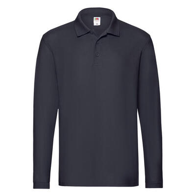 Heren premium poloshirt met lange mouwen (wit)