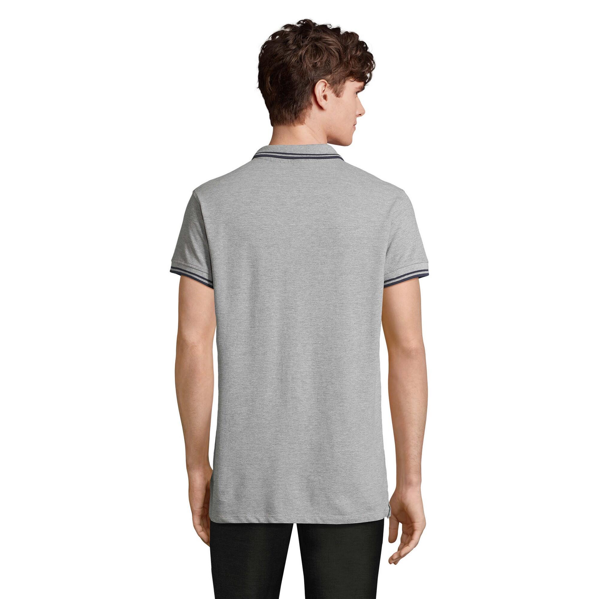 Polo PASADENA Homme (Gris Chiné / Bleu Marine) 2/4