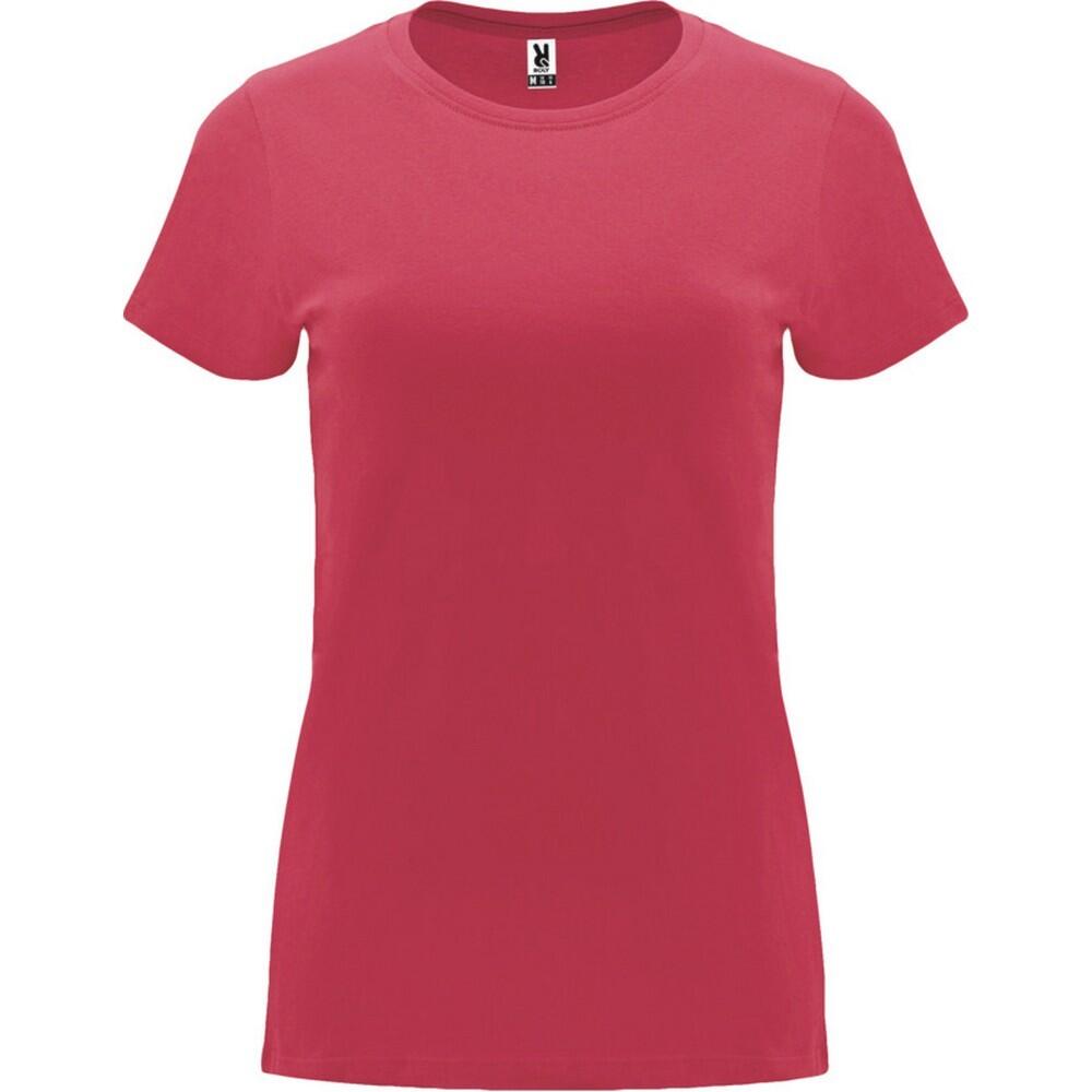 Womens/Ladies Capri ShortSleeved TShirt (Chrysanthemum Red)