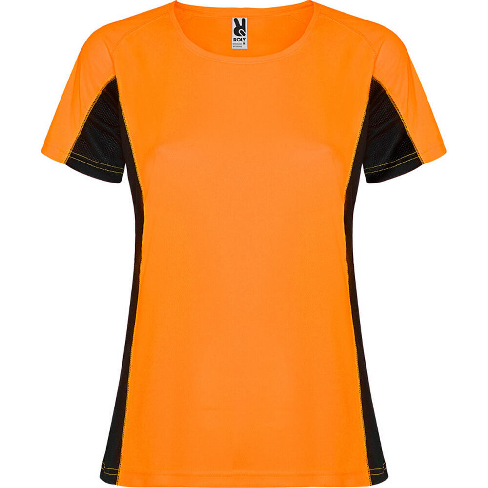 ROLY Womens/Ladies Shanghai ShortSleeved Sports TShirt (Fluro Orange/Solid Black)