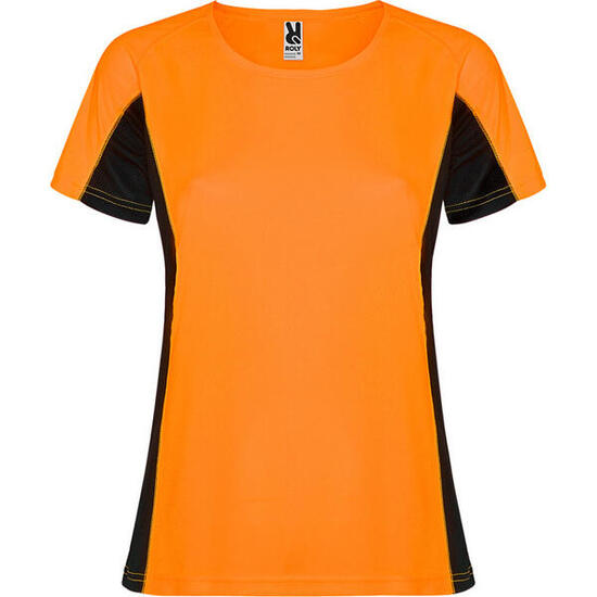 Tshirt Manches Courtes Sport SHANGHAI Femme (Orange Fluo / Noir Uni)