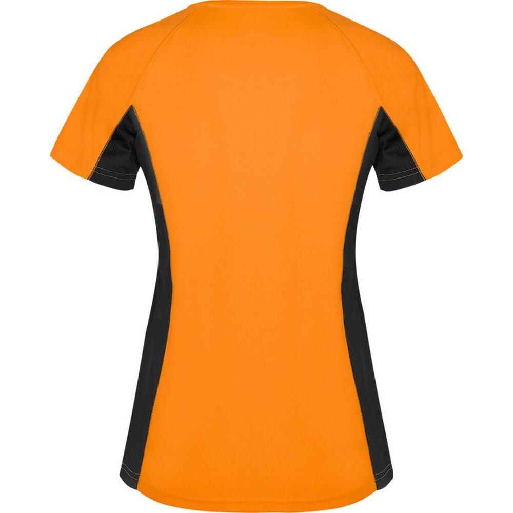 Tshirt Manches Courtes Sport SHANGHAI Femme (Orange Fluo / Noir Uni) 2/4