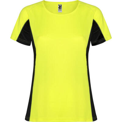 Dames shanghai sport tshirt met korte mouwen (fluor oranje/solid zwart)