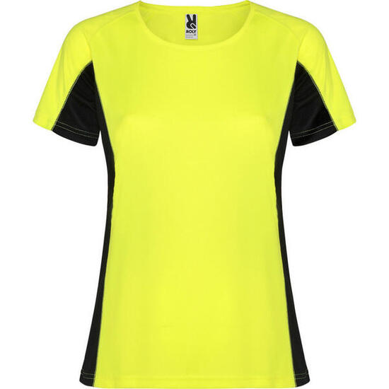 Tshirt Manches Courtes Sport SHANGHAI Femme (Jaune Fluo / Noir Uni)