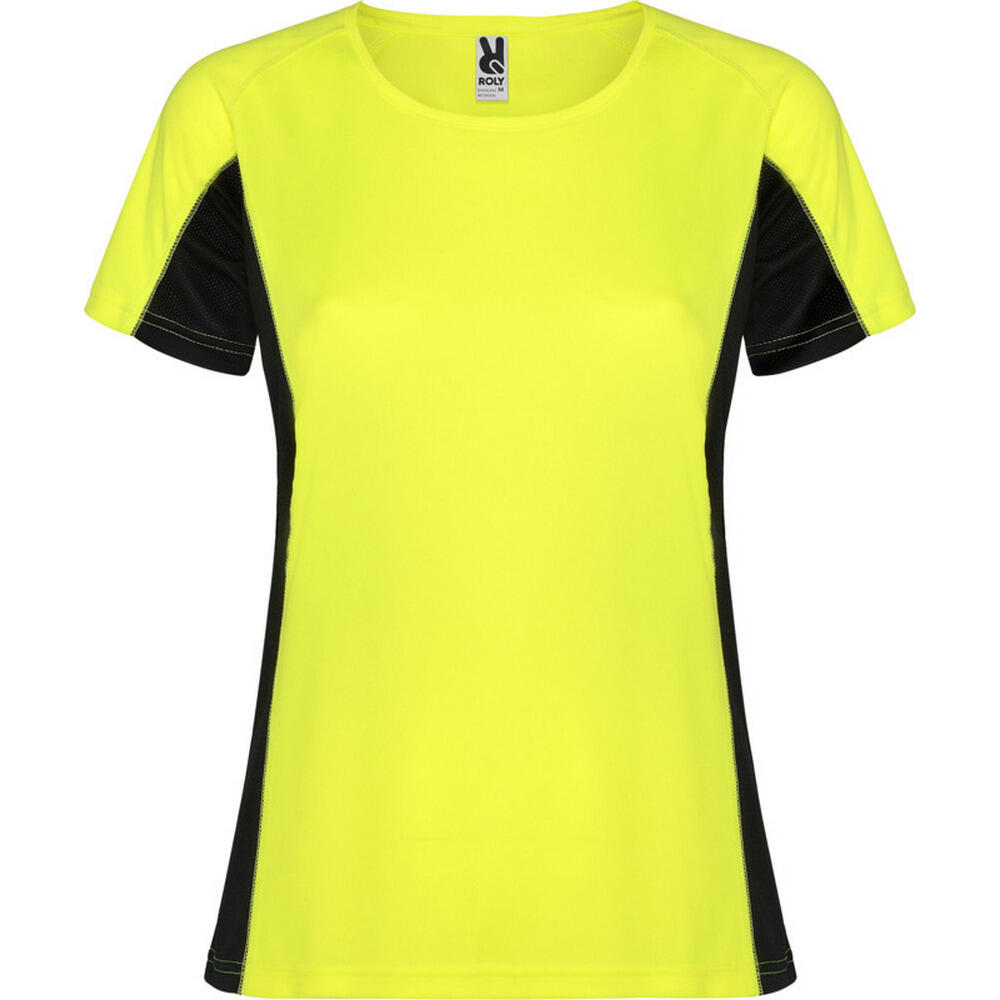 Roly - Tshirt Manches Courtes Sport Shanghai Femme (jaune Fluo / Noir Uni) - T-shirt Manches Courtes - Jaune|noir - 40 M - Decathlon