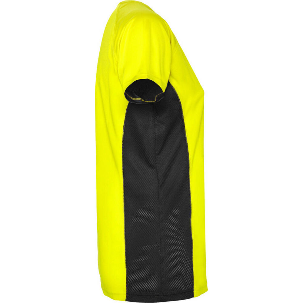 Tshirt Manches Courtes Sport SHANGHAI Femme (Jaune Fluo / Noir Uni) 4/4