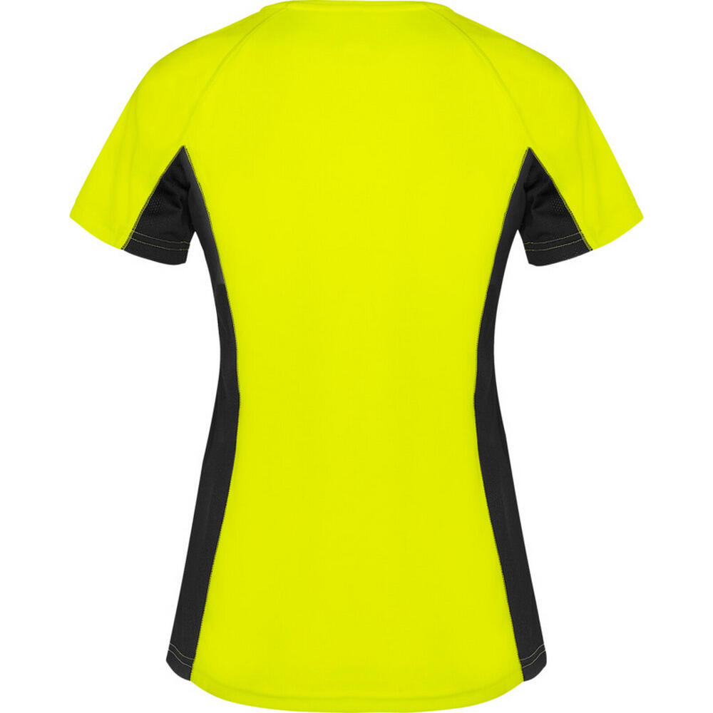 Tshirt Manches Courtes Sport SHANGHAI Femme (Jaune Fluo / Noir Uni) 2/4