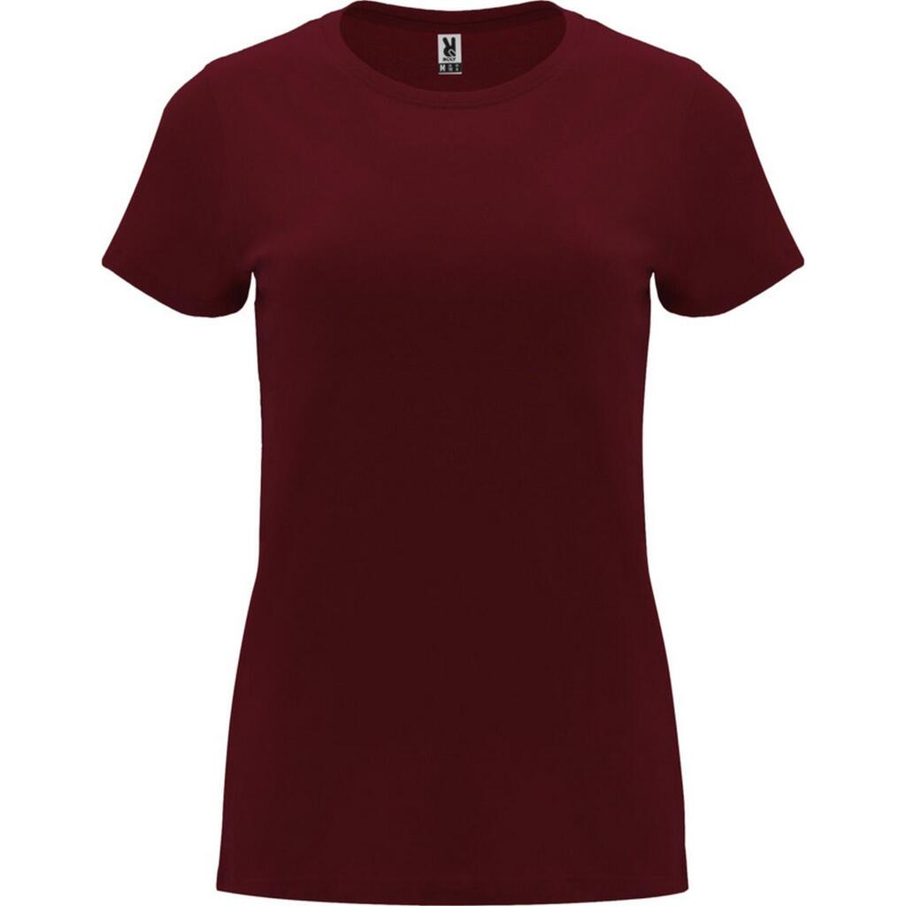 Womens/Ladies Capri ShortSleeved TShirt (Garnet)