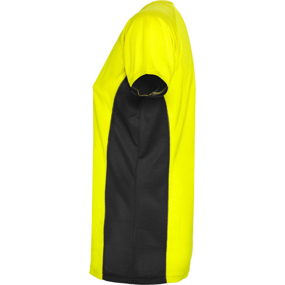 Tshirt Manches Courtes Sport SHANGHAI Femme (Jaune Fluo / Noir Uni) 3/4