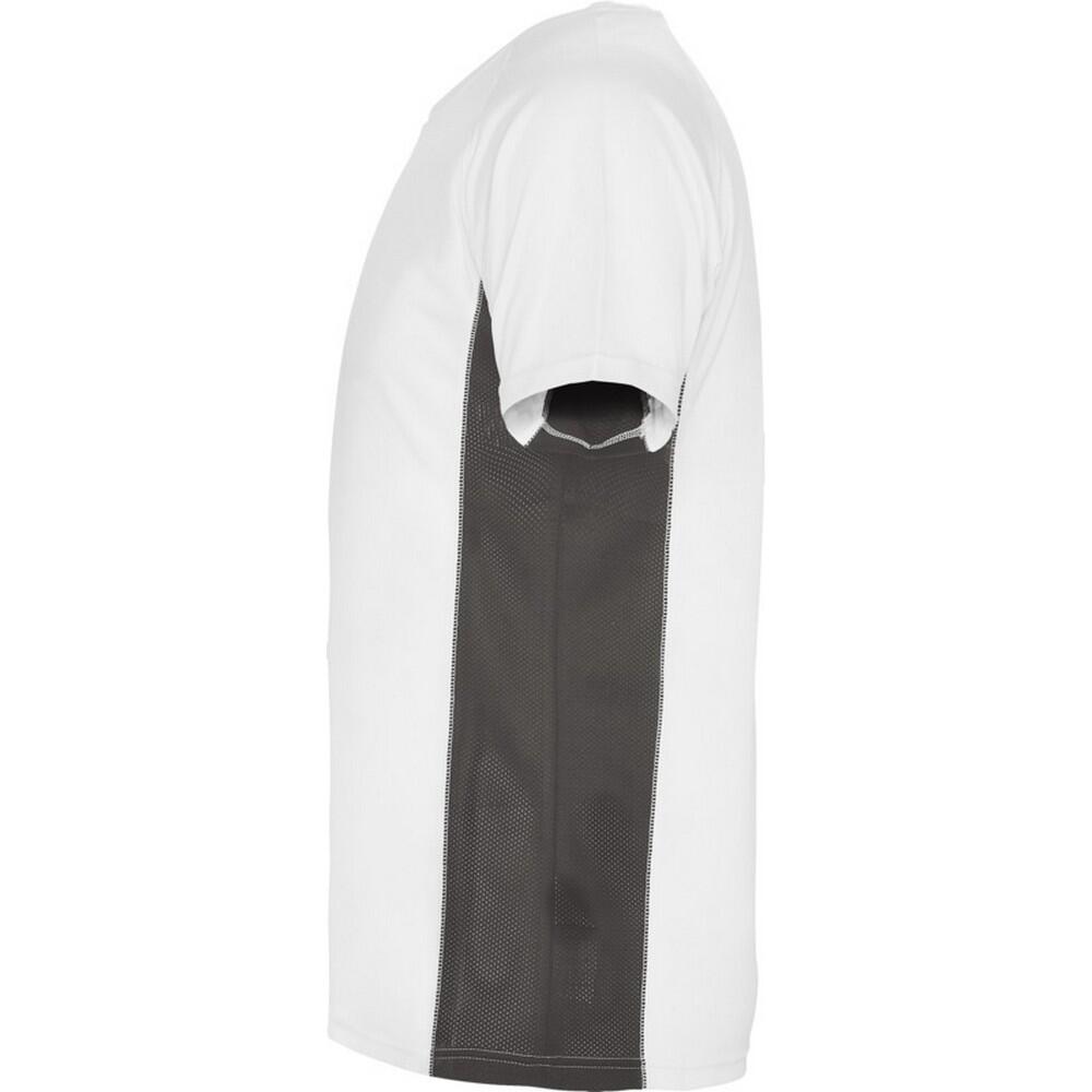 Camiseta Shanghai de Manga Corta Deportivo para Hombre Blanco, Plomo Oscuro 3/4