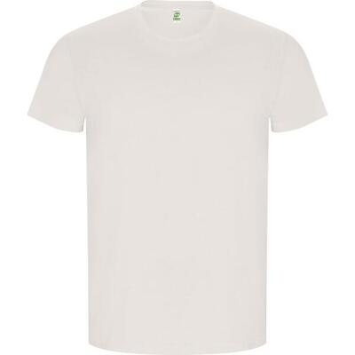 Heren gouden effen tshirt met korte mouwen (vintage wit)